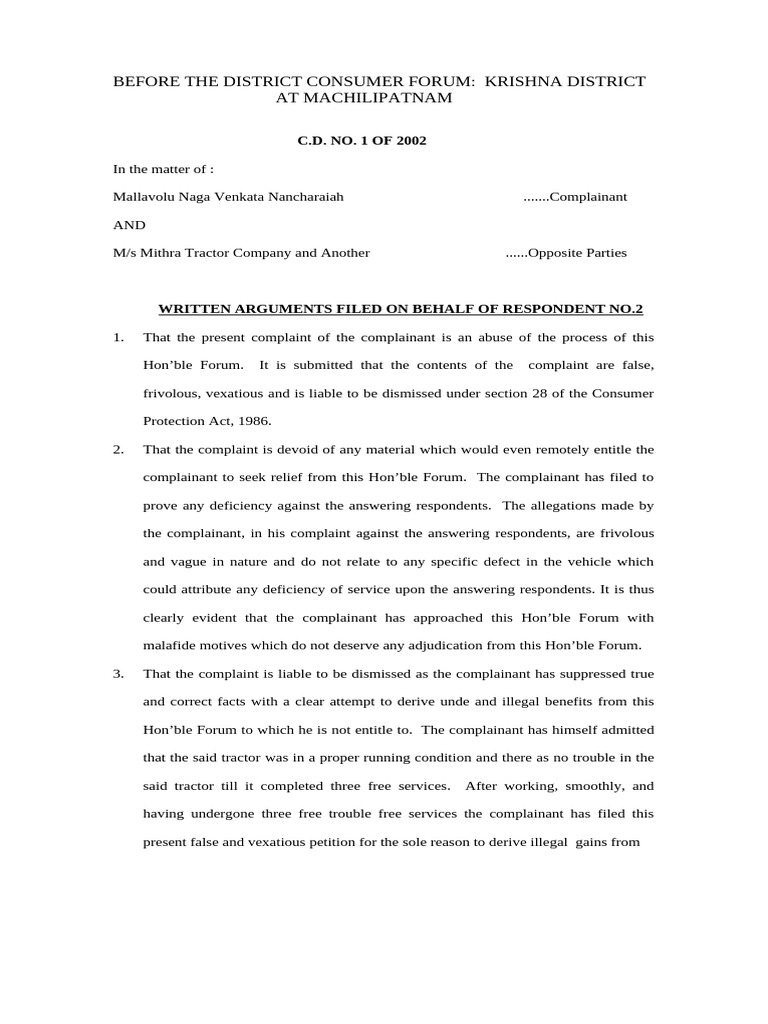 Respondent's Arguments in Consumer Case | PDF | Complaint | Common Law