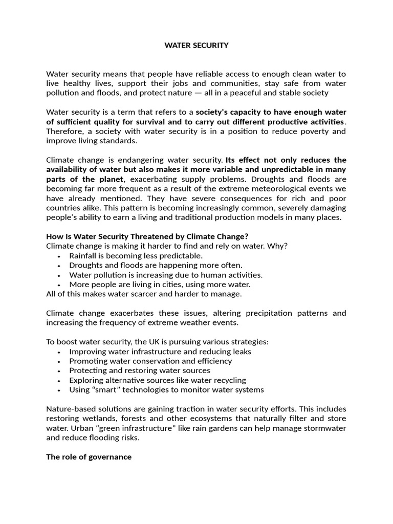WATER SECURITY (AutoRecovered) | PDF | Water Pollution | Water Security