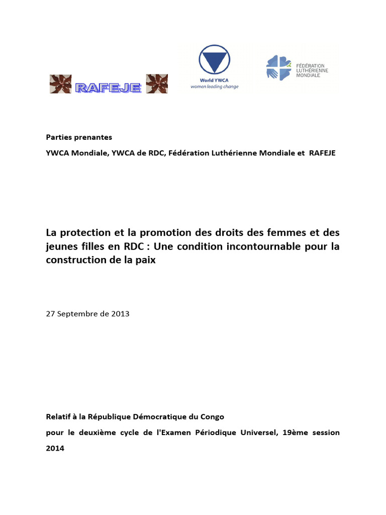 Droits des femmes en RDC : enjeux et défis | PDF | République ...