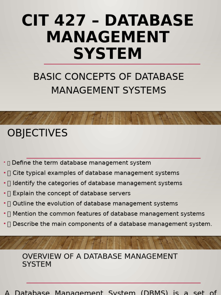 CIT 427 Â Database Management System - Intro | PDF