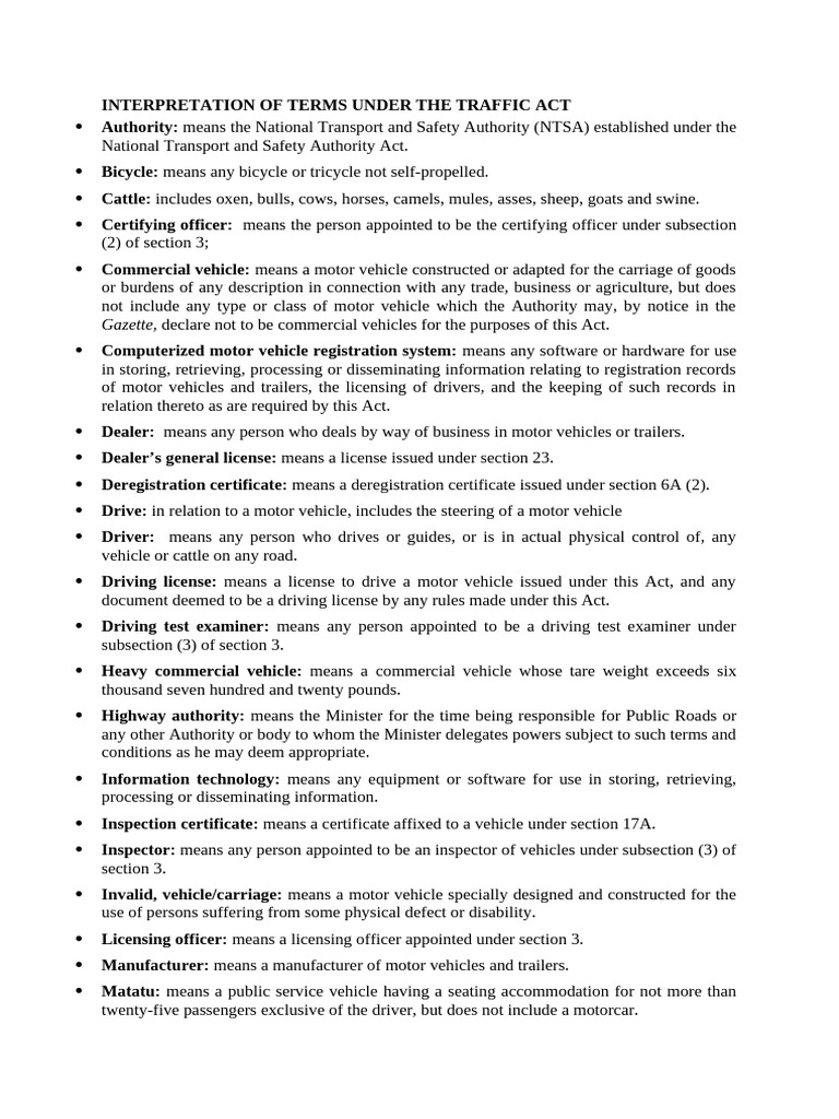 Traffic Terms | PDF | Vehicles | Driving