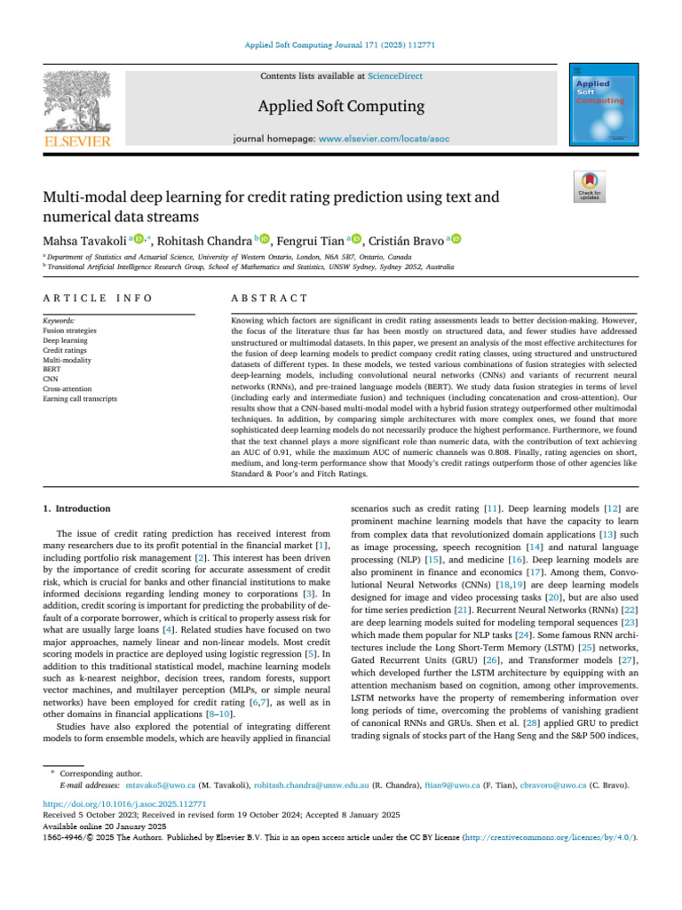 Multi-Modal Deep Learning For Credit Rating Prediction Using Text and ...