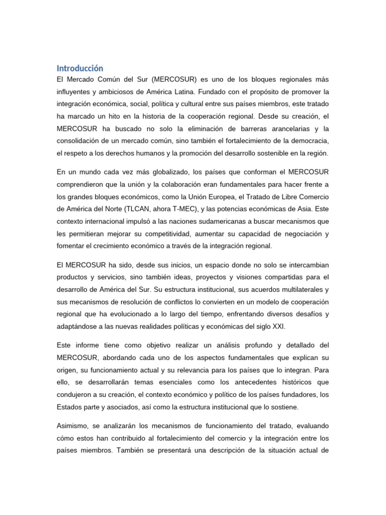 Análisis del MERCOSUR y su Impacto | PDF | Sustentabilidad | Economias