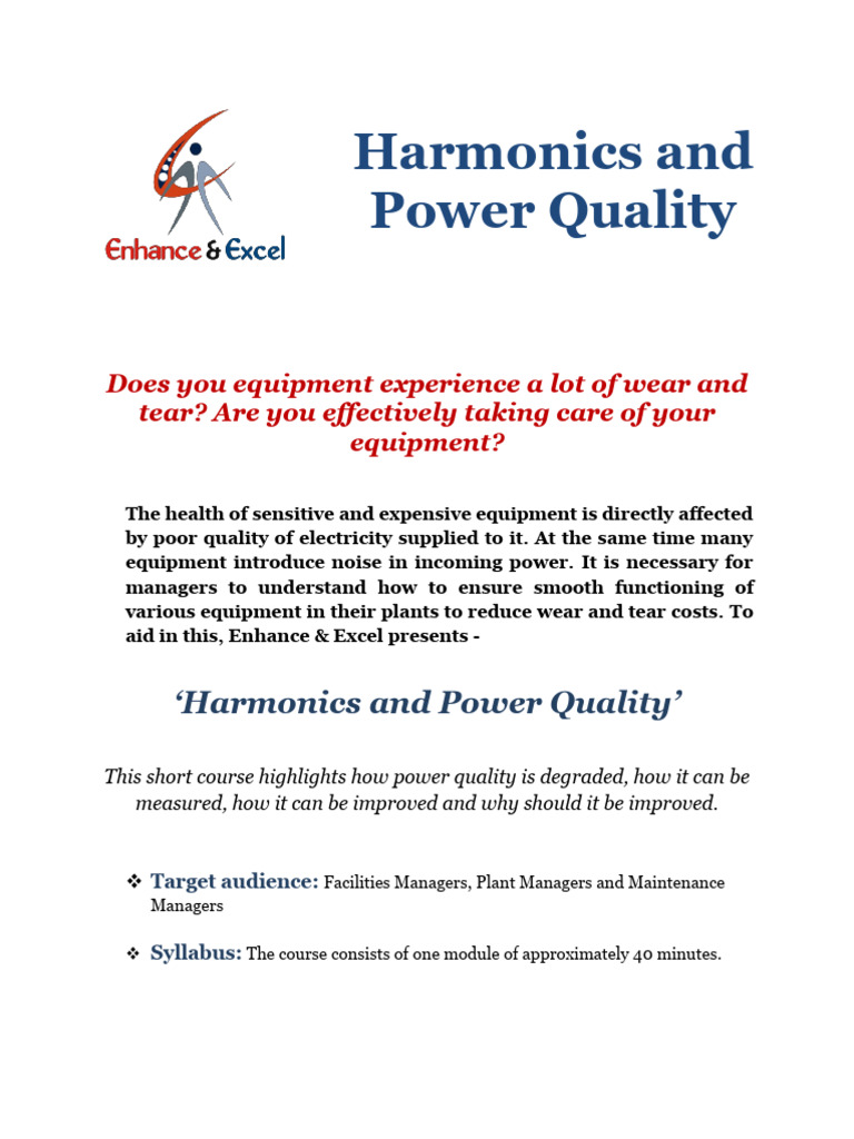 Harmonics and Power Quality Brochure | PDF | Educational Technology