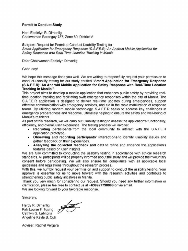 Permit To Conduct Study With Signature | PDF