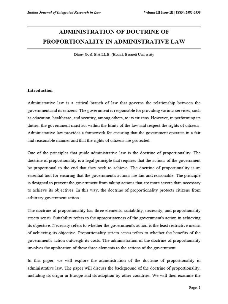 Proportionality in Administrative Law | PDF | Administrative Law ...