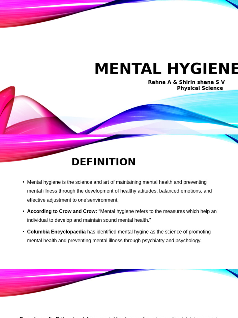 MENTAL HYGIENE Updted | PDF | Mental Health | Teachers
