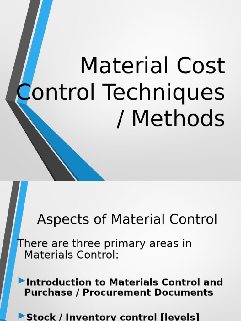 Material Cost Control Techniques - Part 1 - 2025 | PDF | Procurement ...