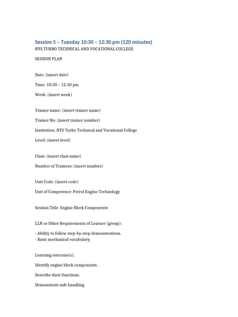 Session 5 Plan | PDF