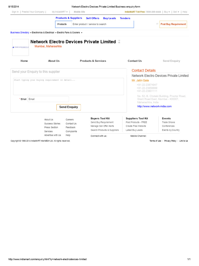 Network Electro Devices Private Limited Business Enquiry Form | PDF ...
