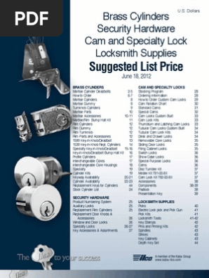Kaba Ilco Brass Cylinder Pricelist June 2012