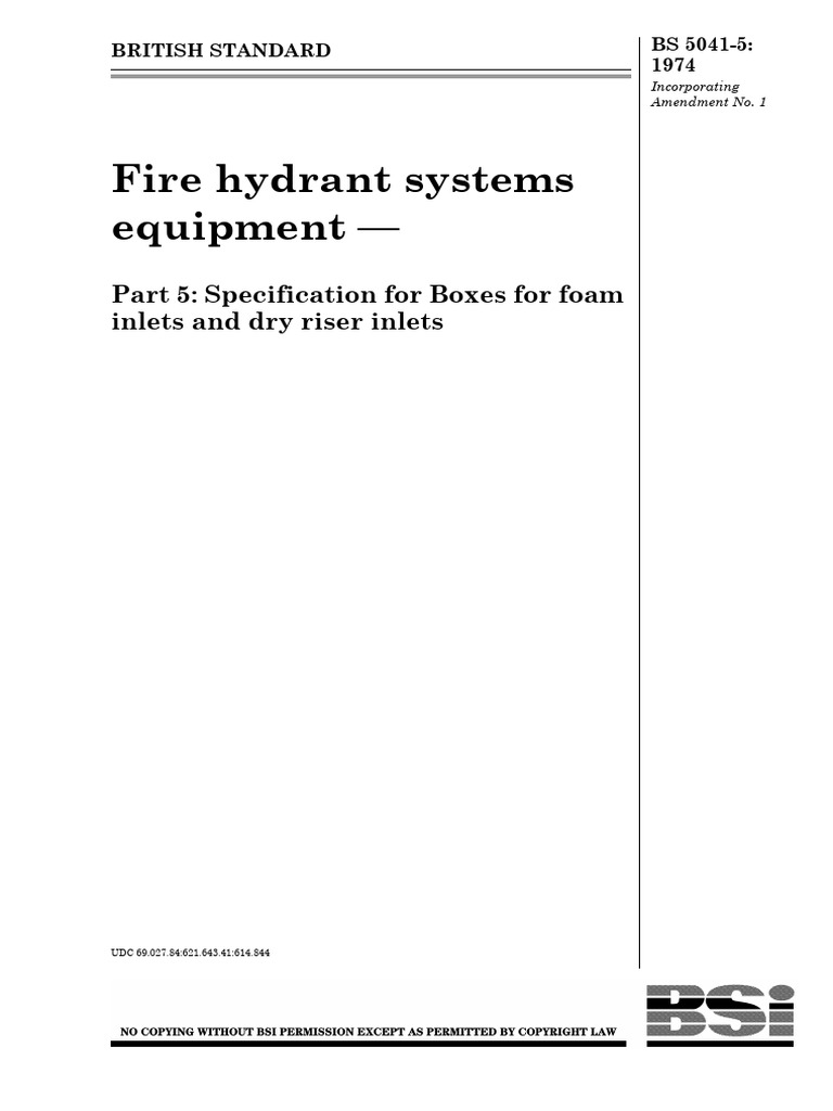 Fire Hydrant Box Specifications BS 5041-5 | PDF | Corrosion | Door