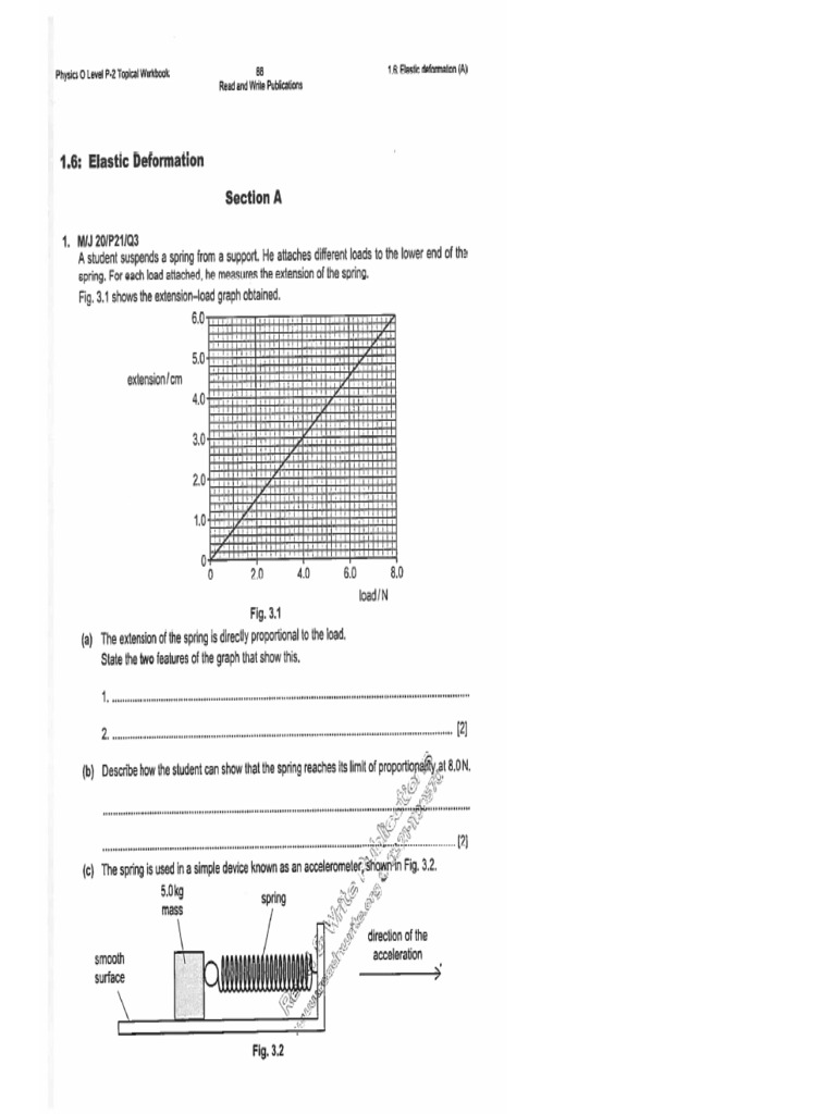Elastic Deformation Sheet O Level Physics P2 Topical | PDF