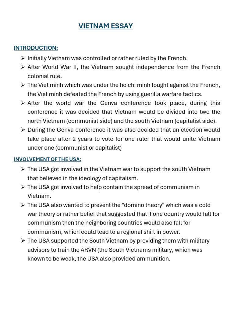 Vietnam War: Key Events and Tactics | PDF | Vietnam War | Viet Cong