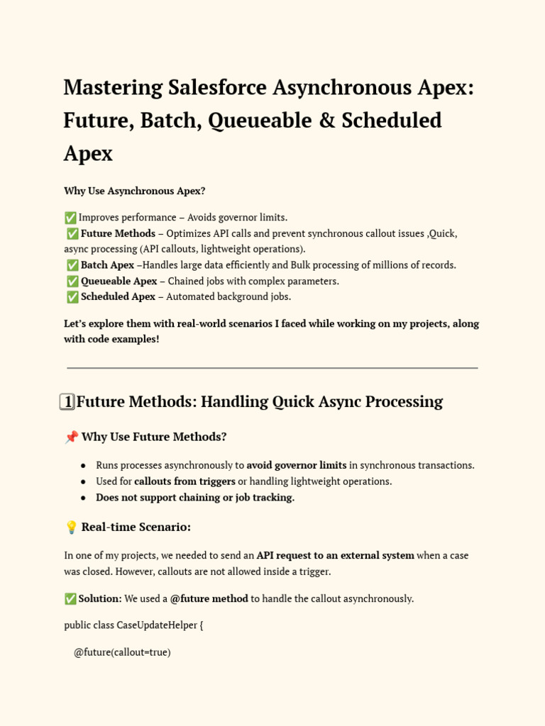 Mastering Asynchronous Apex Techniques | PDF | Databases | Information ...
