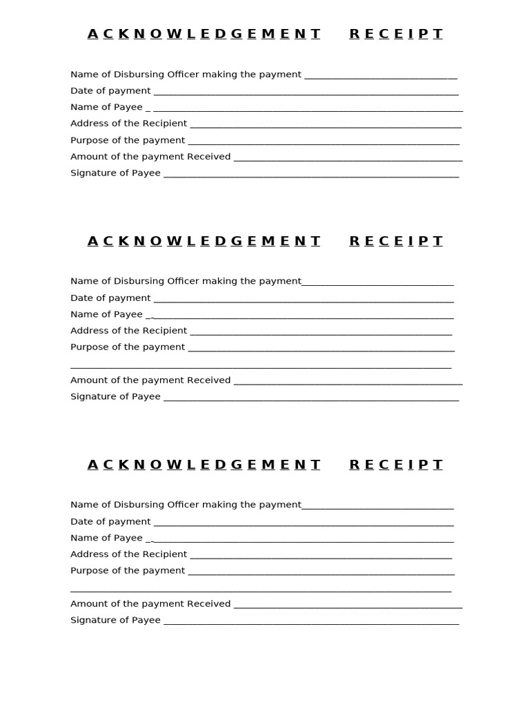 Payment Acknowledgment Receipt Template | PDF | Payments | Money
