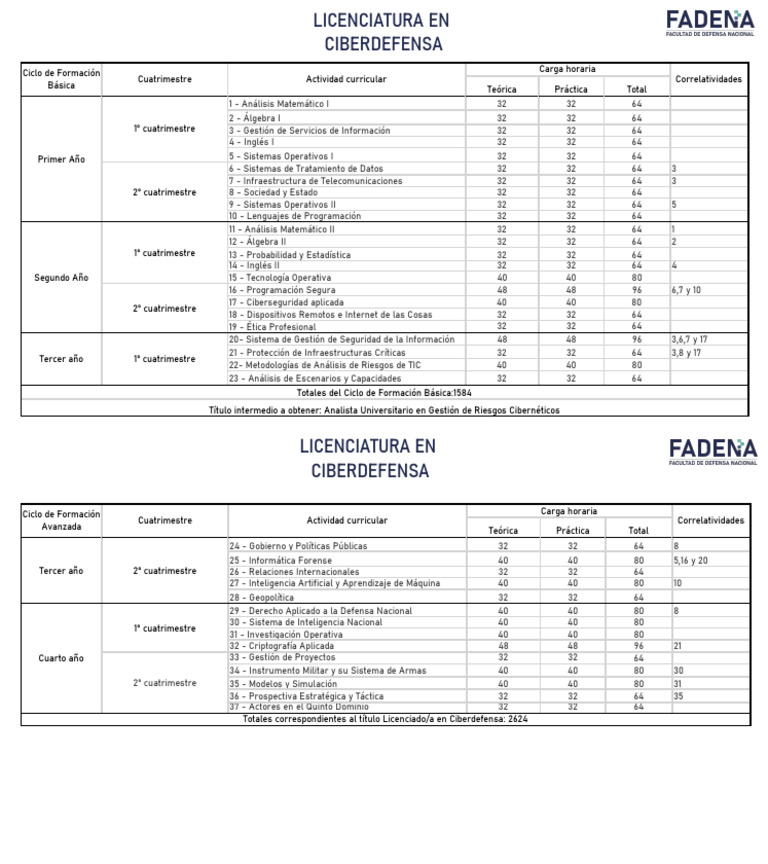 Plan de Estudios Licenciatura Ciberdefensa | PDF | La seguridad ...