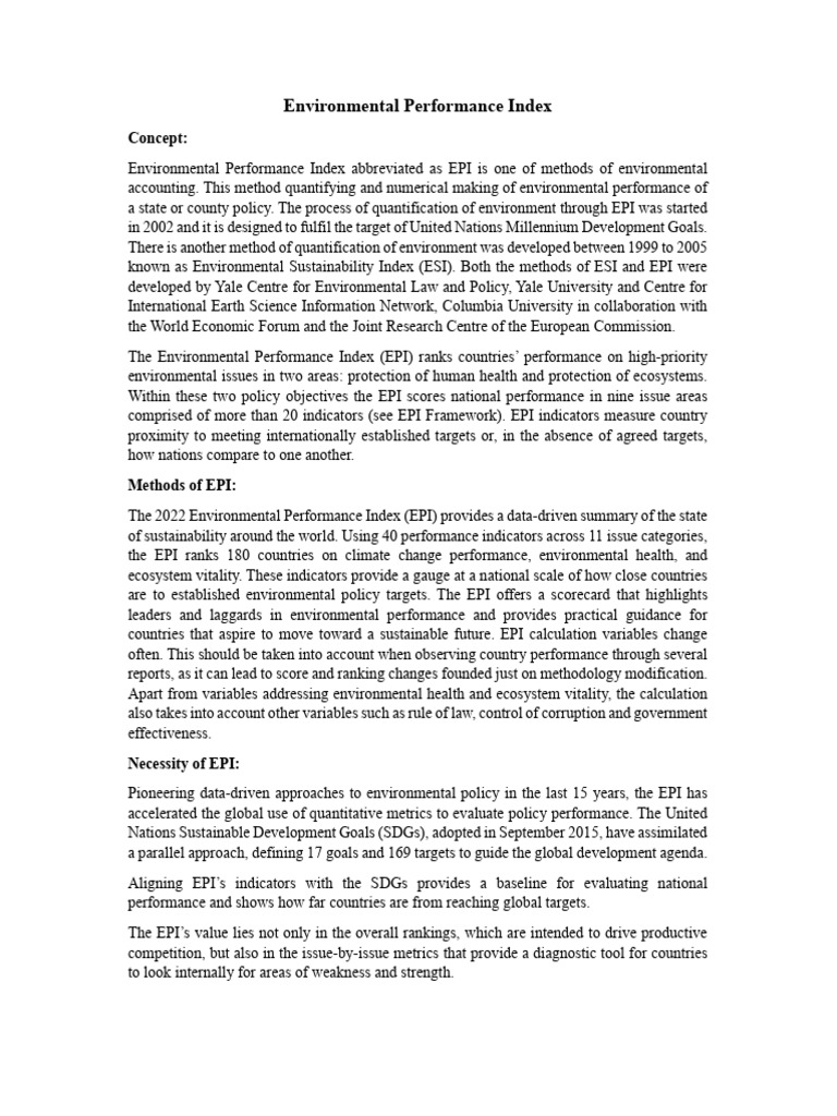 2022 Environmental Performance Index Rankings | PDF | Sustainability ...