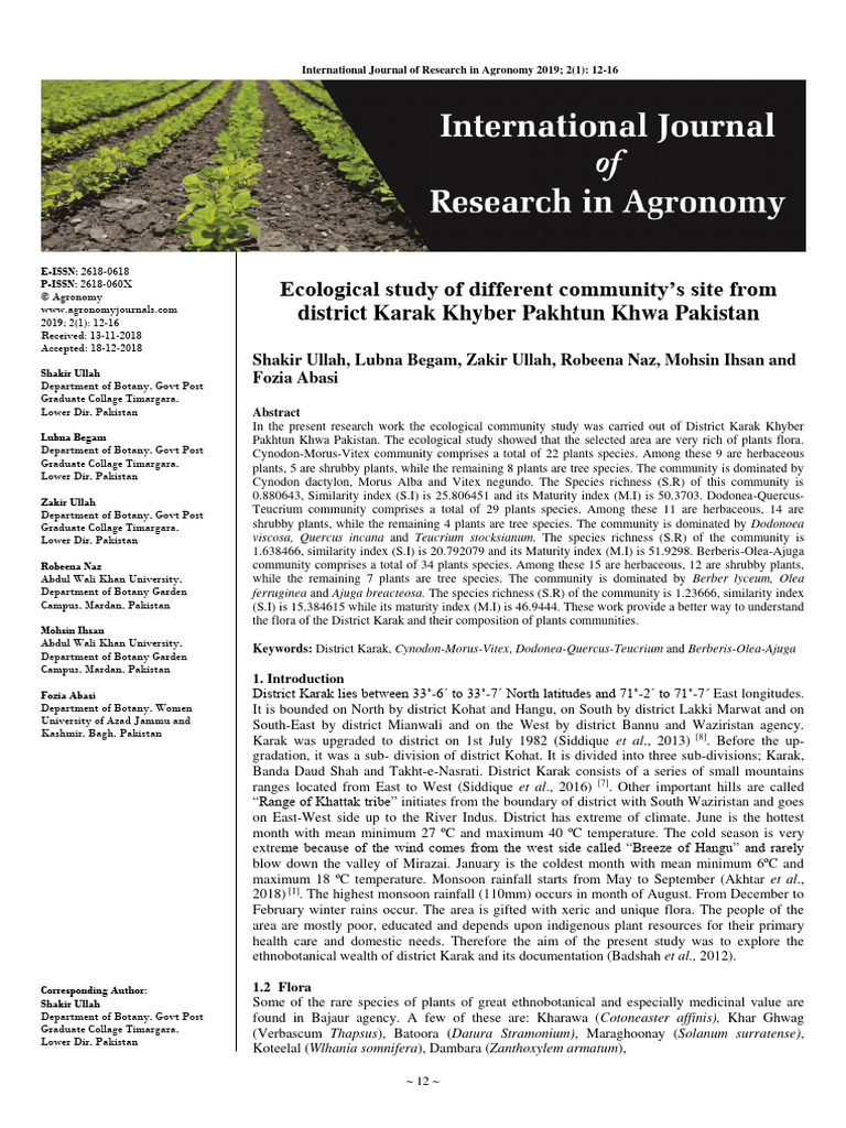 Ecological Study of Different Community | PDF | Area | Flowers