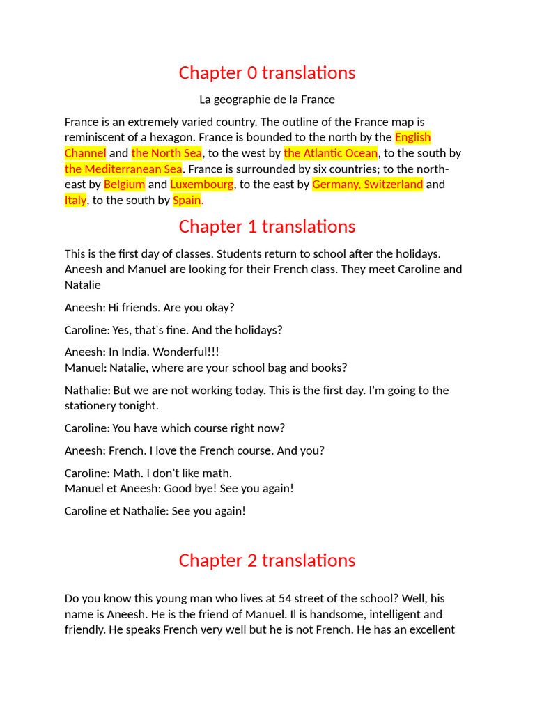Translations for Apprenons le Français 3 | PDF