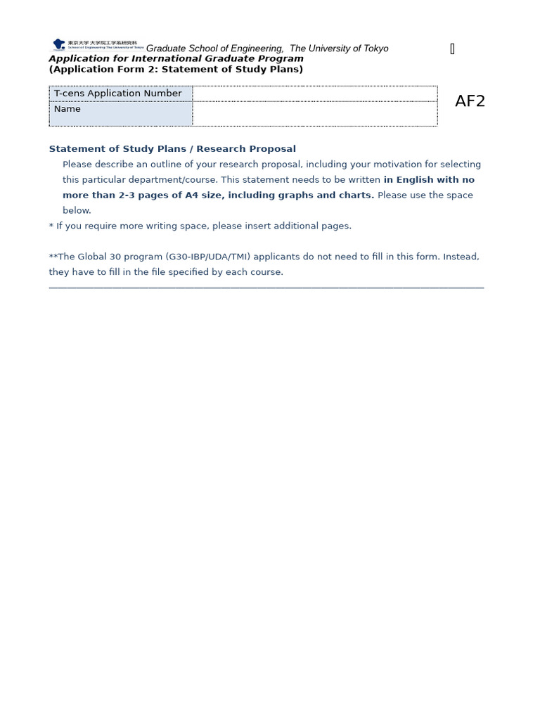 AF2 Statement of Study Plans | PDF