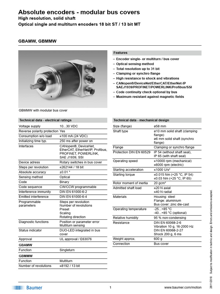 PROFINET-Compatible Absolute Encoders | PDF | Electrical Connector ...