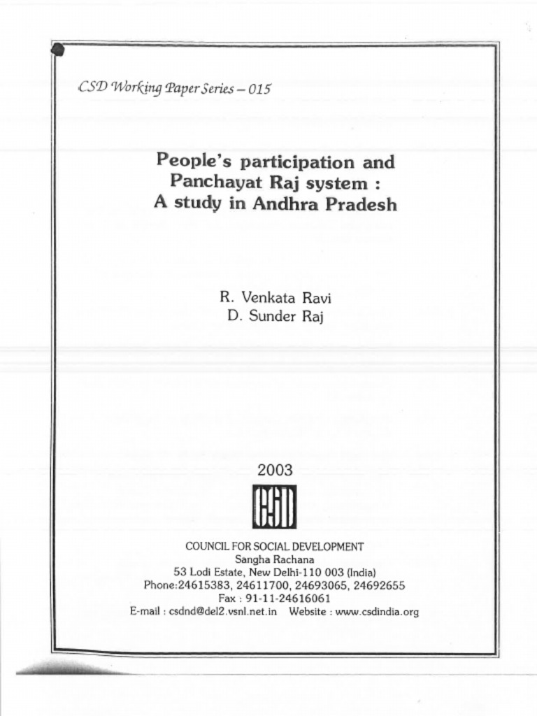 Venkata Ravi People's Participation and Panchayat Raj System A Study in ...