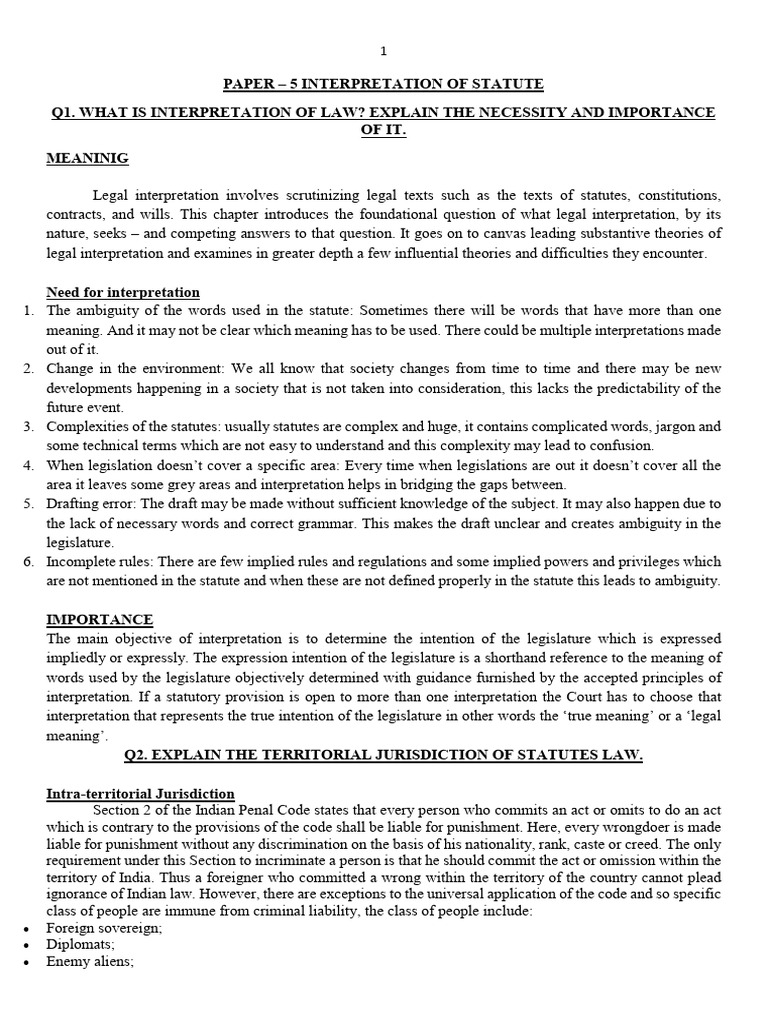 Understanding Legal Interpretation and Jurisdiction | PDF | Statutory ...