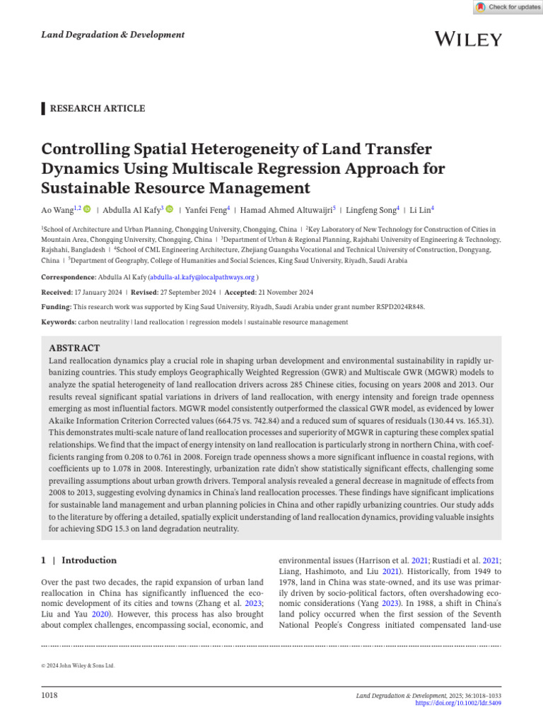 Controlling Spatial Heterogeneity of Land Transfer Dynamics Using ...