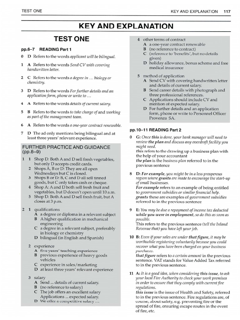 BEC Vantage Anar KEYS | PDF