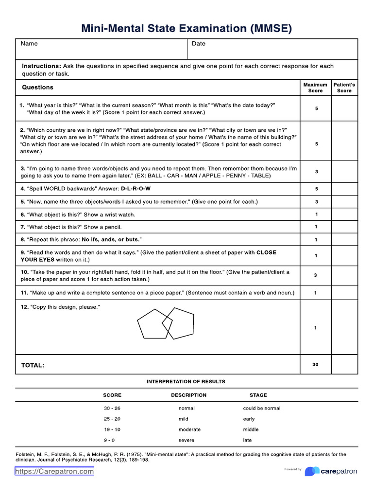 Mini-Mental State Examination Guide | PDF | Linguistics