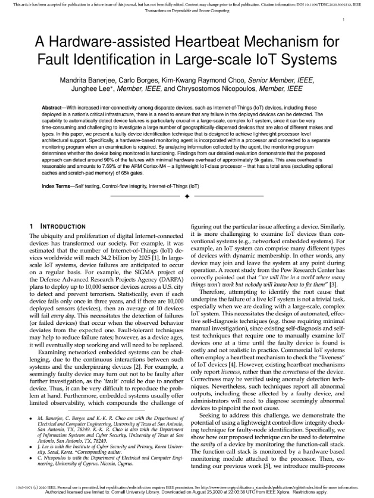 A Hardware-Assisted Heartbeat Mechanism For Fault Identification in ...