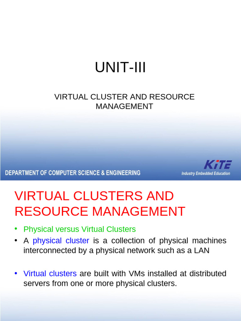 Virtual Cluster Resource Management | PDF