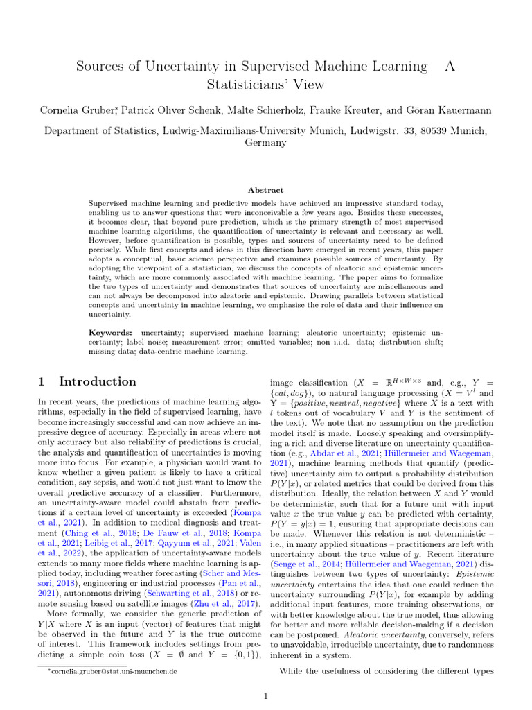 Sources of Uncertainty in Supervised Machine Learning - A Statisticians ...