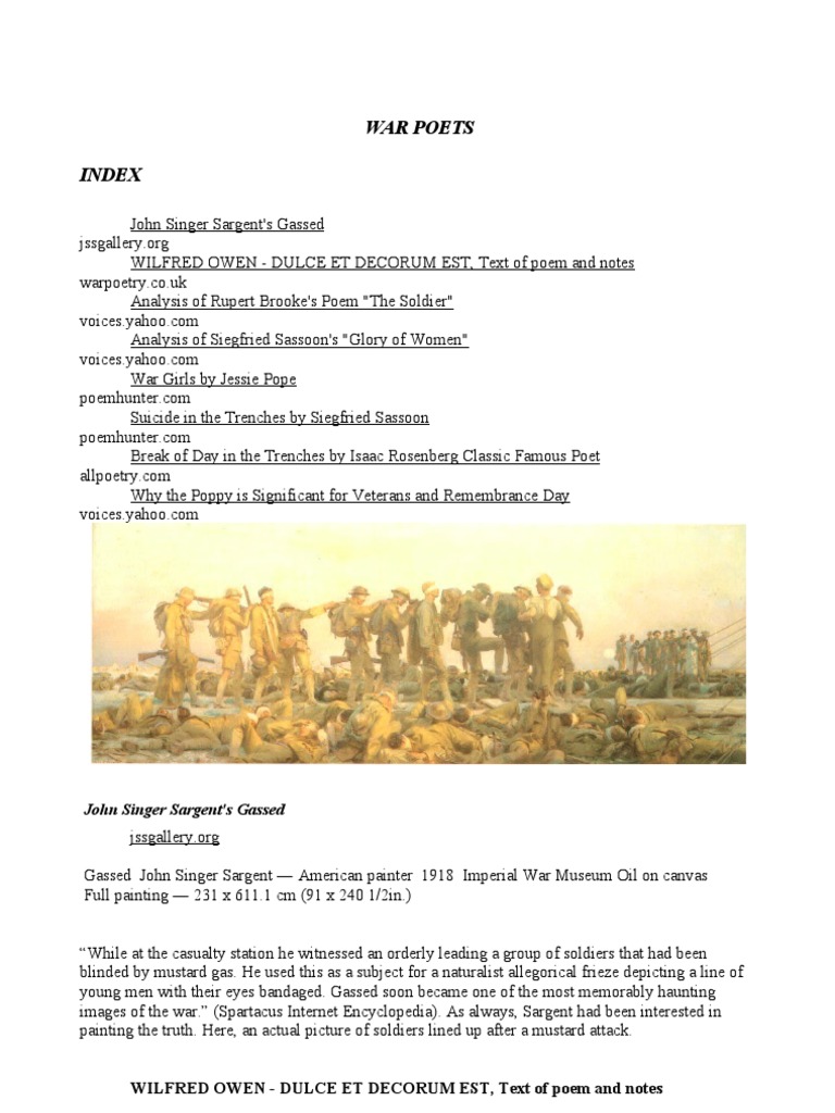 War Poets Pdf Poetry Unrest