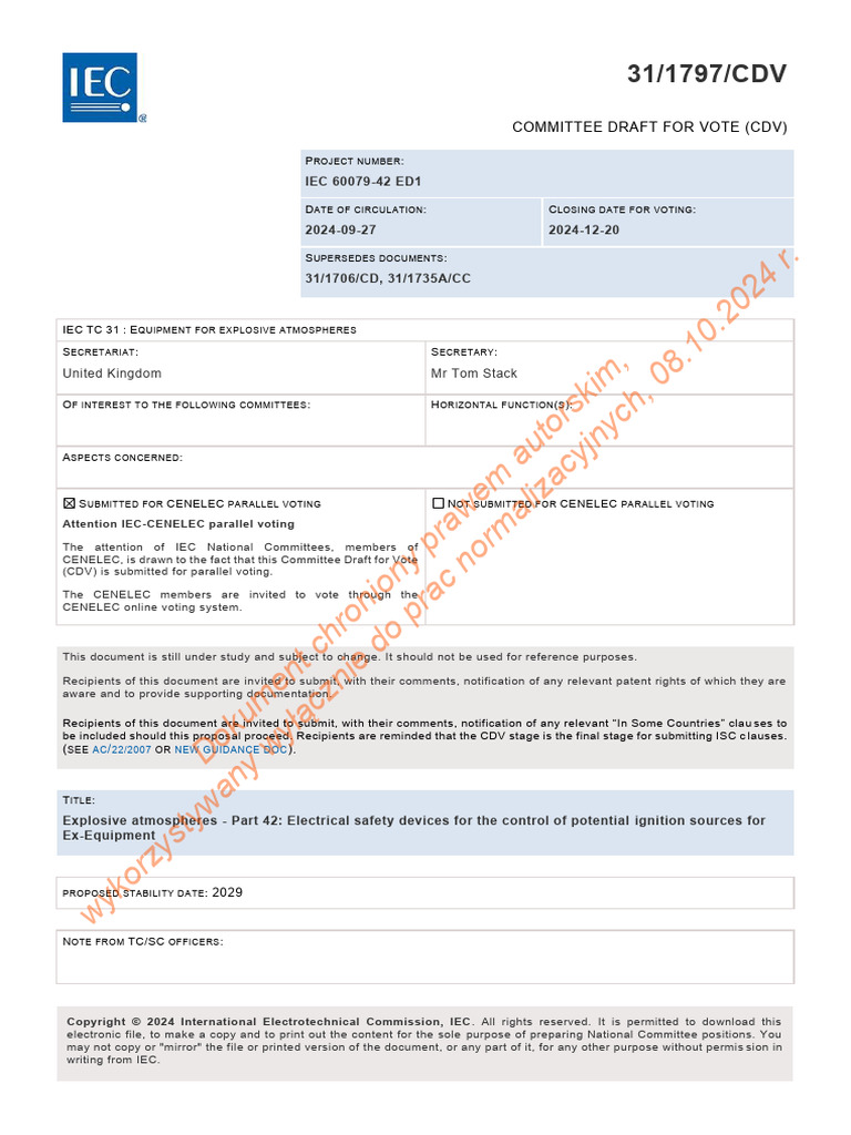 prEN IEC 60079-42 - 2024 | PDF | International Electrotechnical ...