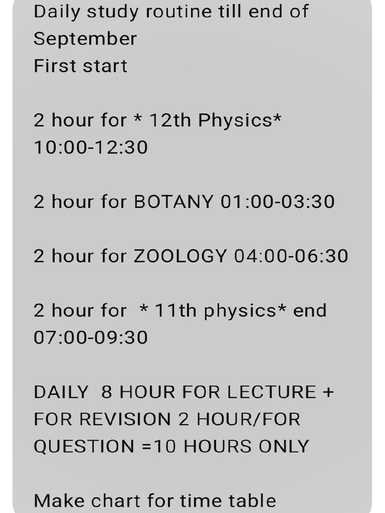 Time Table For Students | PDF