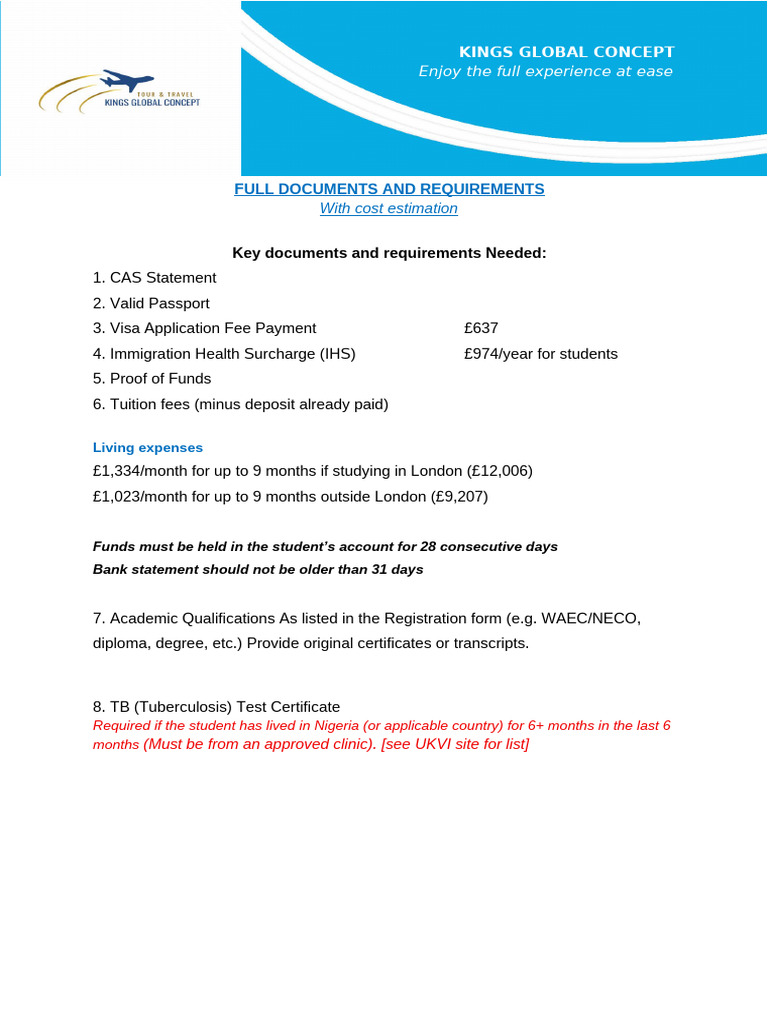 UK Student Visa Requirements Guide | PDF