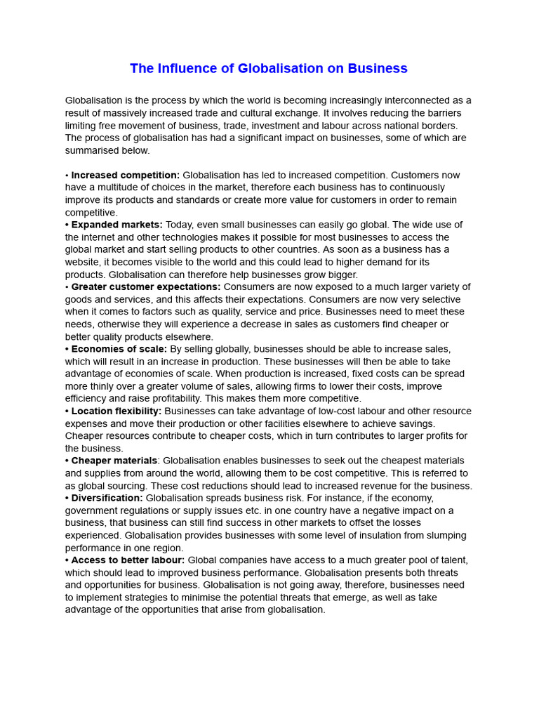 Task 5 - Reading Globalisation | PDF | Globalization | Economies Of Scale
