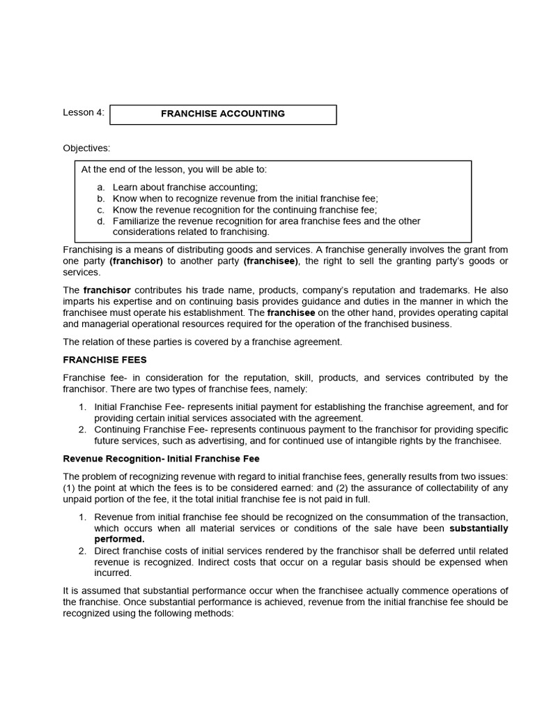 Franchising Revenue Recognition Guide | PDF | Franchising | Business