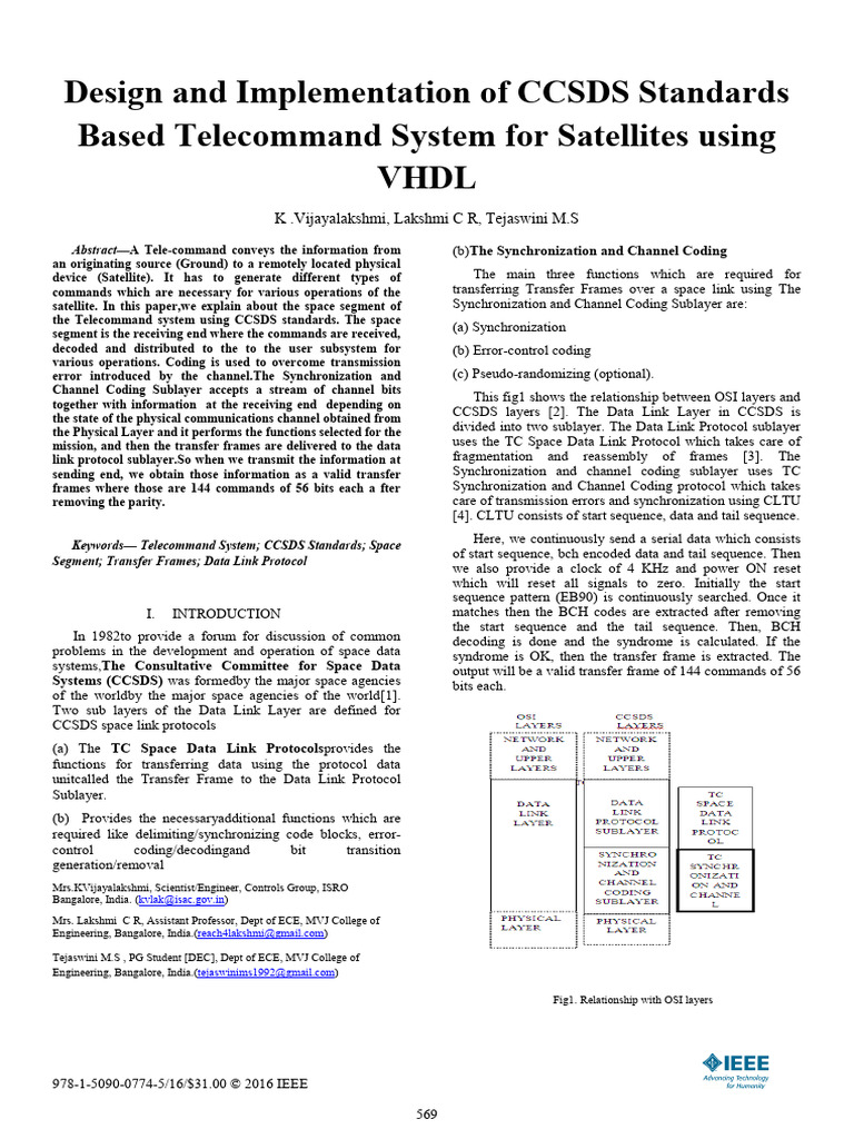 Design and Implementation of CCSDS Standards | PDF | Field Programmable ...