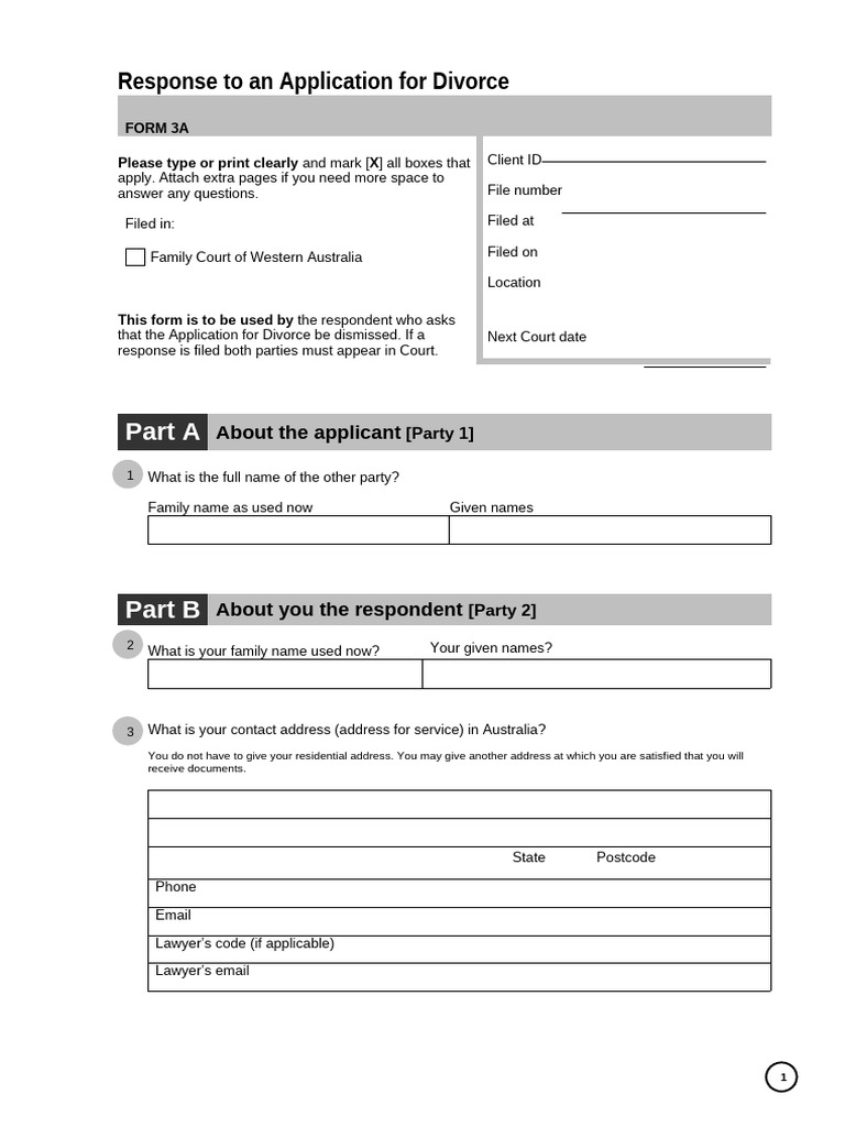 Response to Divorce Application Form | PDF | Affidavit | Notary Public