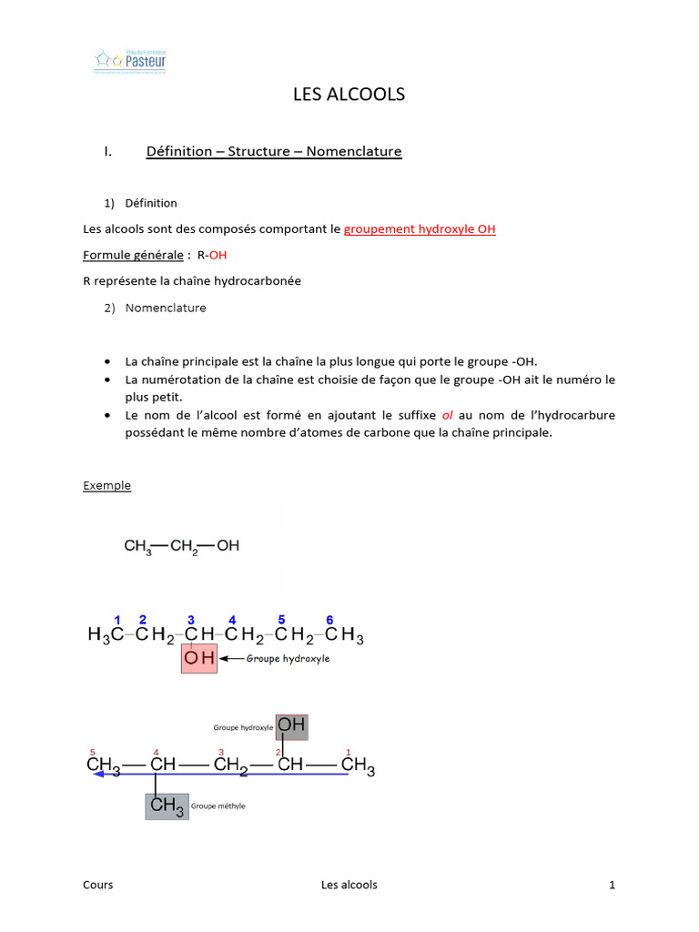 Introduction aux alcools : définitions et propriétés | PDF | Ester ...