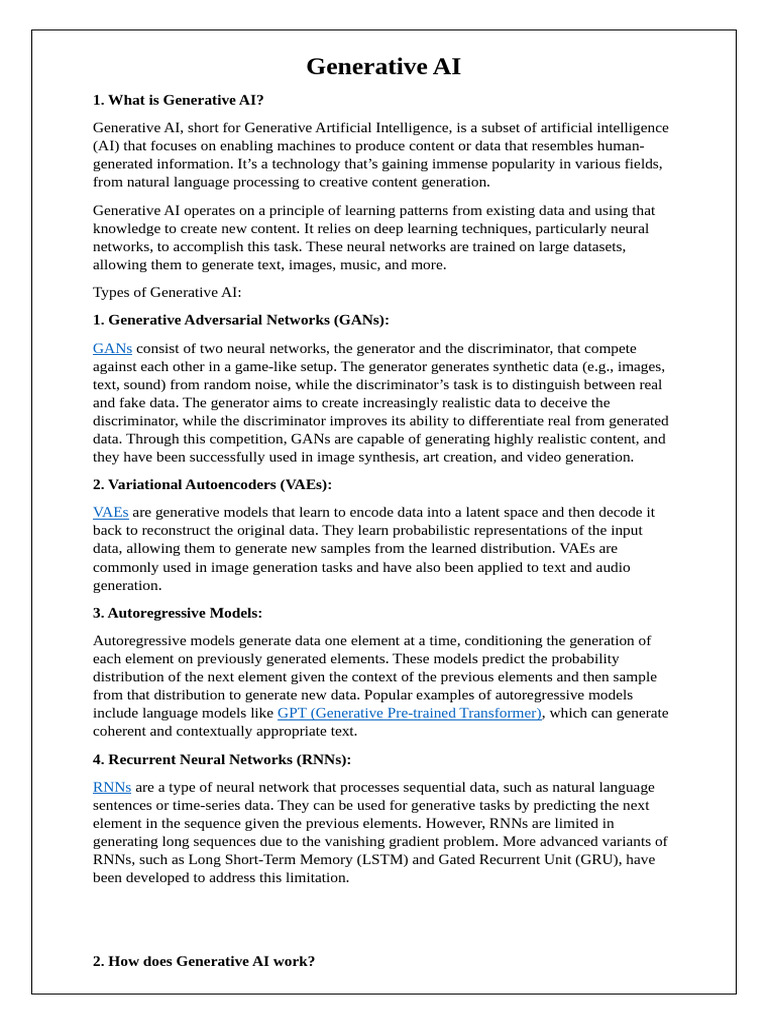 Generative AI Question Answers | PDF | Artificial Intelligence ...