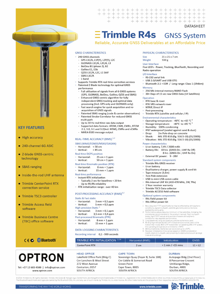 Trimble r4s Gnss Datasheet | PDF