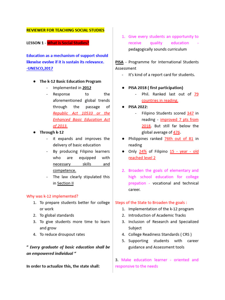 Overview of Social Studies Education | PDF | Constructivism (Philosophy ...