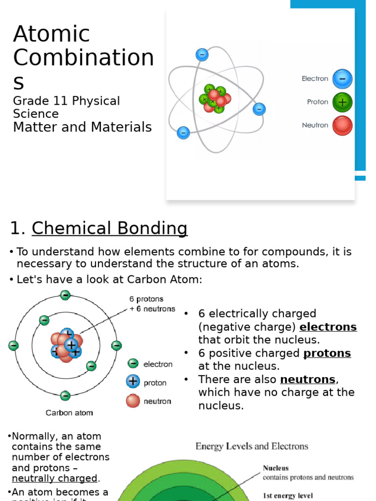 Physical Science Grade 11atomic Combinations | PDF | Chemical Bond ...