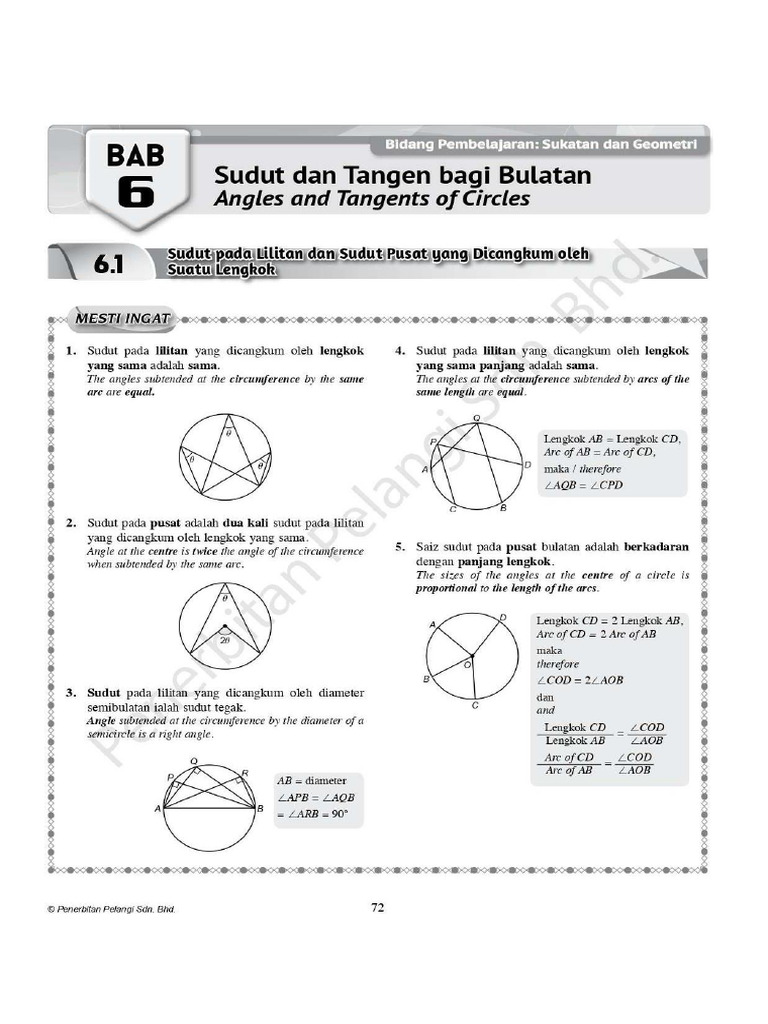 Math Form 3 Bab 6 Modul Sudut Dan Tangen Bagi Bulatan | PDF
