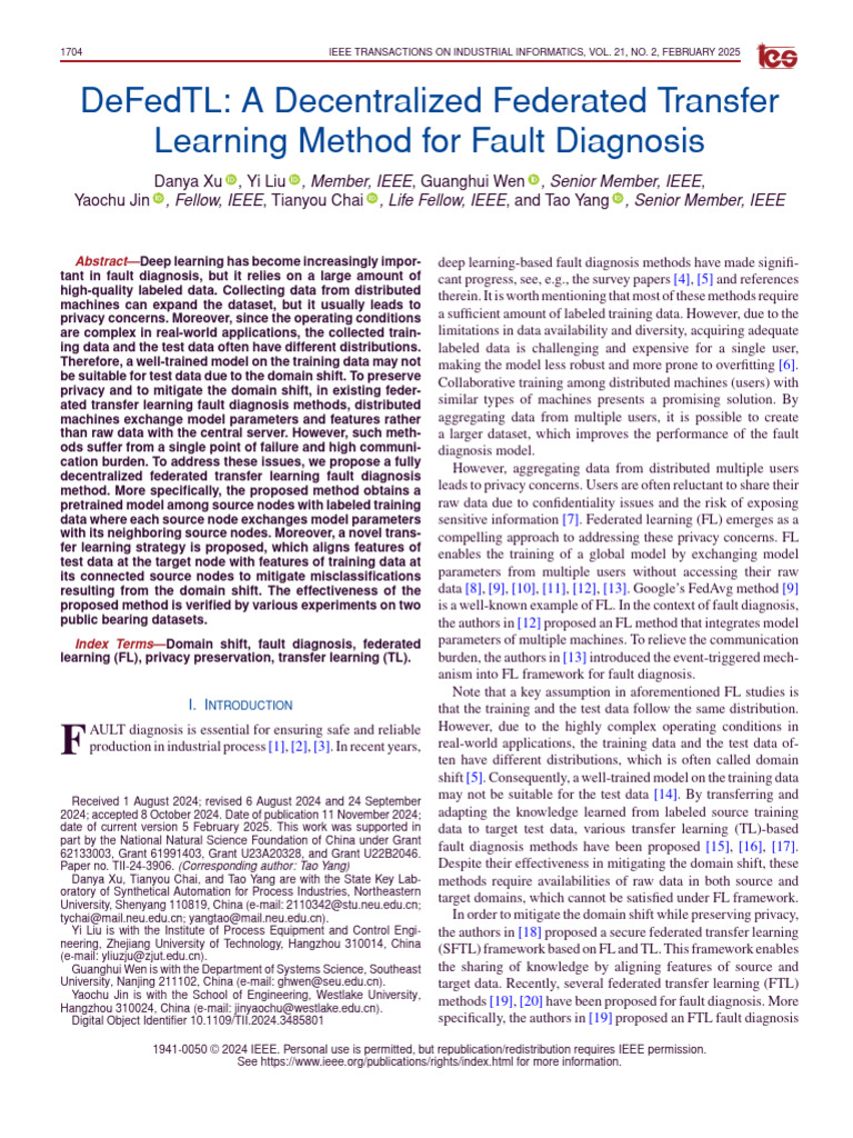 Decentralized Federated Learning for Fault Diagnosis | PDF | Applied ...