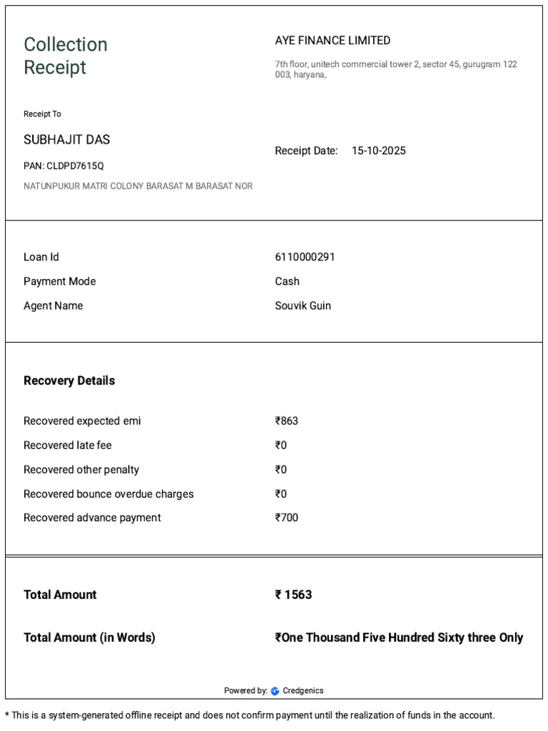 CG Collect 1760515080860 Offline Receipt | PDF